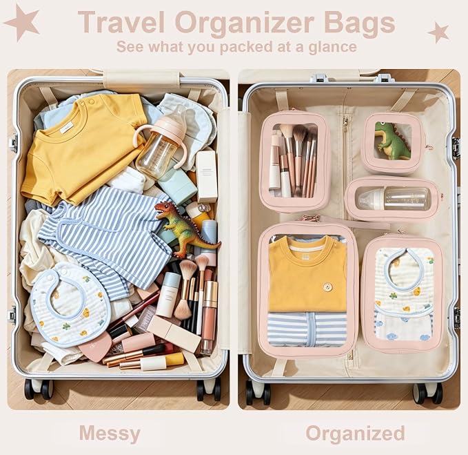 5PCS Clear Makeup Bags with Handles, TSA Approved Toiletry Bags, Diaper Bag Organizer Pouch, TPU Car Storage Organizer with Zippers, Waterproof Travel Organizer Bag for Women - Image 9