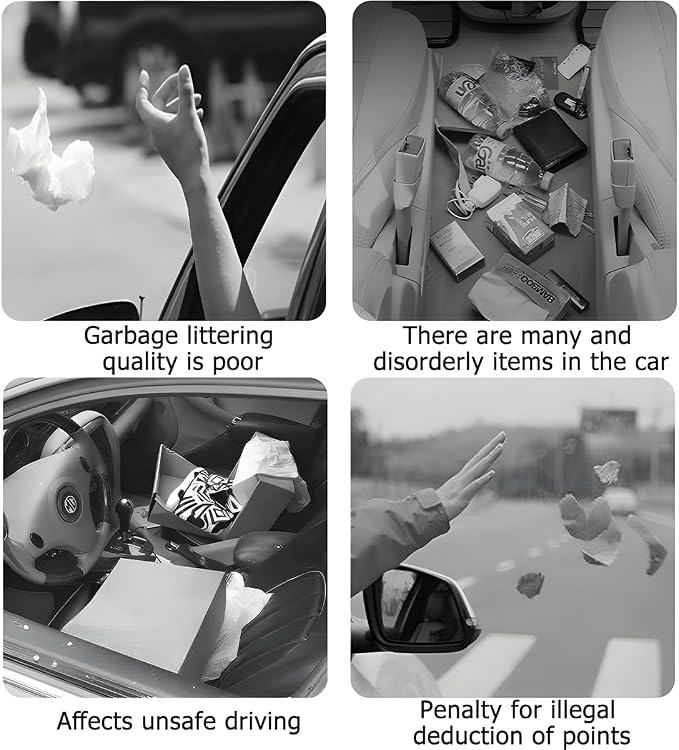 Car Seat Side Storage Pocket, Leather Hanging Foldable Multifunctional Vehicle Front Door Back Organizer Box, Waterproof Auto Interior Organizing Container, Universal fit(Black) - Image 6