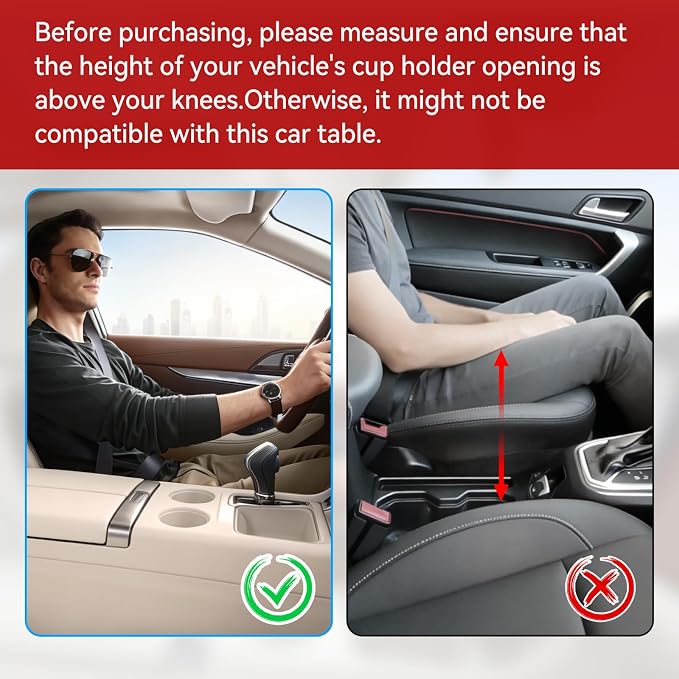Updated 4-way Base 2 Height Modes Car Laptop Desk, Car Desk for Laptop Rotating Solid Birch Wood Cup Holder Tray, Cup Holder Table for Model 3/Y & Most Vehicles, Tesla Table, Mid Console Laptop Tray - Image 6