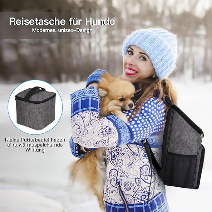 BAGLHER丨Dog Travel Bag, Airline Approved Pet Supplies Backpack, Dog Travel Backpack Accessories Set with 2 Silicone Collapsible Bowls and 2 Food Baskets, Gray - Image 7