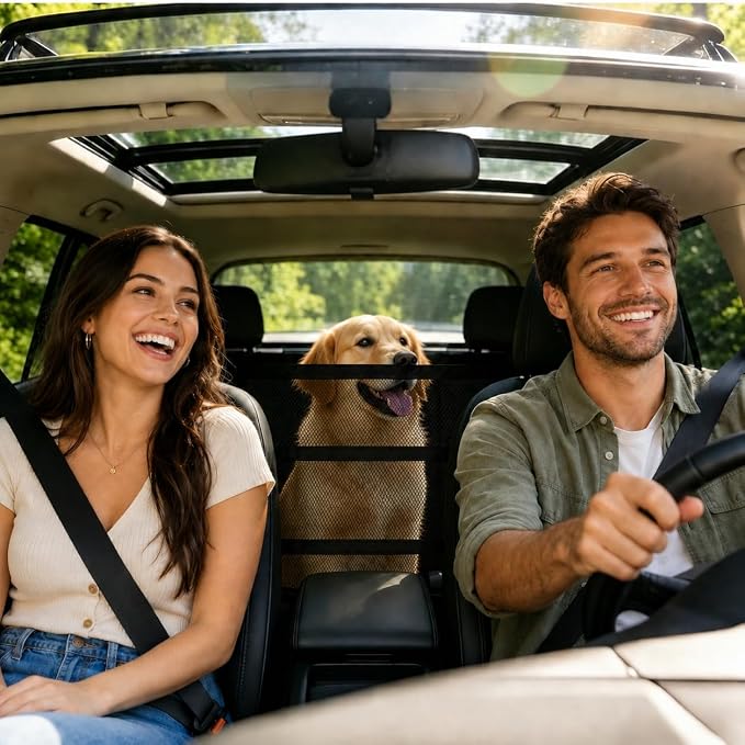 Dog Car Barrier,Car Net for Dogs, Pet Divider for SUVs, Sedans and Trucks | Reinforced Breathable Mesh, Easy Installation - Image 7
