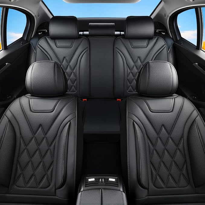 Seat Covers Fit for GMC Sierra 1500/2500/3500 HD 2007-2025,Premium Leather, Waterproof, All-Weather, Airbag Compatible, Breathable, Seat Protectors, Full Set, Black. - Image 9