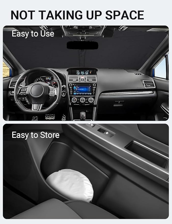 Proadsy Custom Fit 2015-2021 Subaru WRX Windshield Sun Shade, Blocks Heat | 240T Heat Shield, Drops Temp 54°F, Blocks 99% UV, Prevents Dashboard Cracking, Summer Parking & Beach Trips, Easy Twist-Fold - Image 9