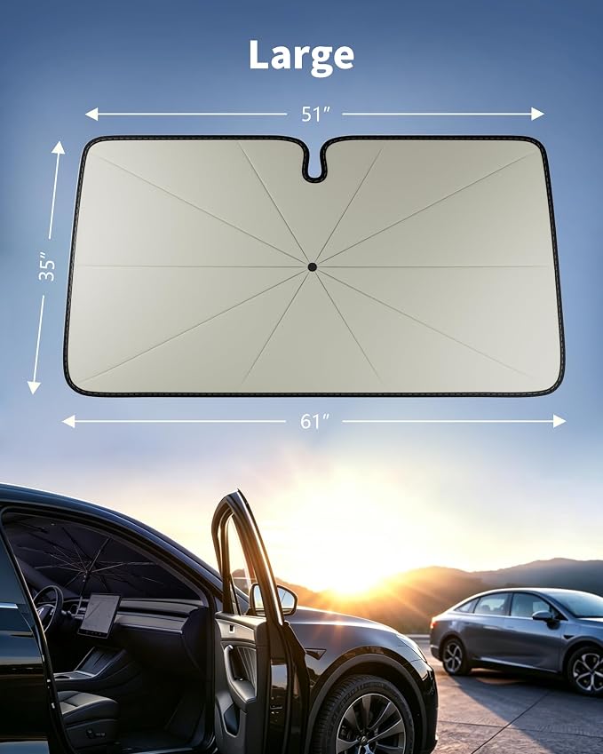 Windshield Sun Shade Umbrella | 61" L x 35" W,car window shades,windshield umbrella,umbrella sunshade for car windshield,windshield sun shade - Image 6