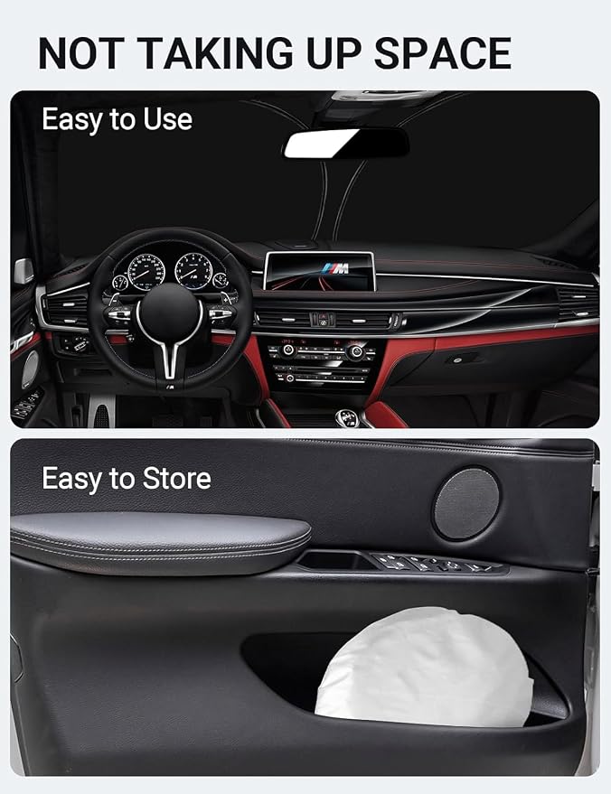Proadsy Custom Fit 2014-2018 BMW X5 Windshield Sun Shade, Blocks Heat | 240T Heat Shield, Drops Temp 54°F, Blocks 99% UV, Prevents Dashboard Cracking, Summer Parking & Beach Trips, Easy Twist-Fold - Image 9