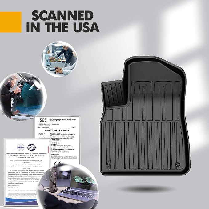 Floor Mats & Cargo Liner Fit for 2017-2026 Audi Q7/SQ7 | Custom Fit All Weather TPE Floor Liners for Q7/SQ7 1st & 2nd Row & Trunk Mat Full Set Car Mats, Black - Image 9