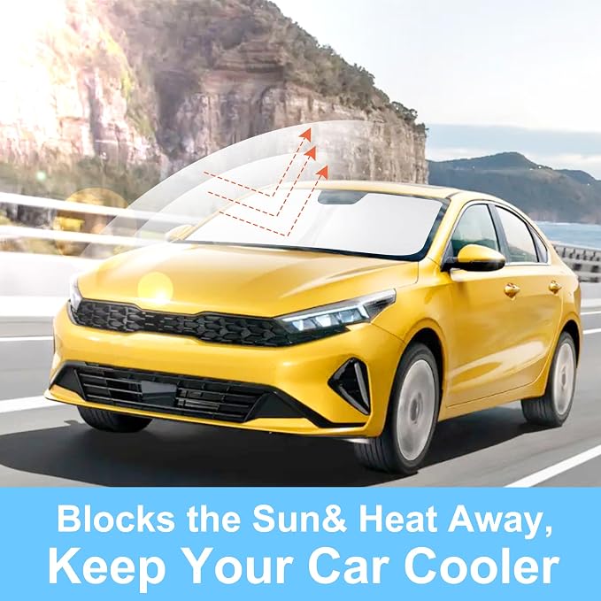 Windshield Sun Shade for 2019-2024 2025 Kia Forte Accessories | Full covered for windshield, Foldable & Durable, Block UV Rays, Reduce Heat, Easy to install, Keep Car Cooler - Image 6