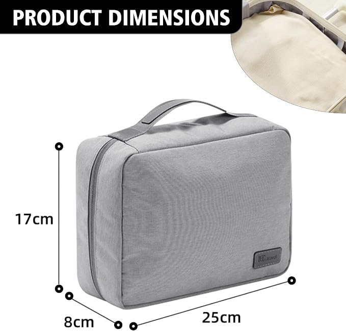 L&FY Travel Toiletry Bags With Hanging Hook, Large Capacity Travel Cosmetic Makeup Organizer, Gifts For Women Men,Travel Accessories-Grey - Image 8