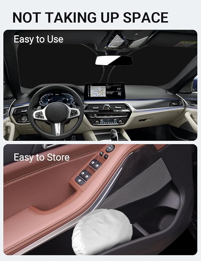 Proadsy Custom Fit 2019-2026 BMW X5 Windshield Sun Shade, Blocks Heat | 240T Heat Shield, Drops Temp 54°F, Blocks 99% UV, Prevents Dashboard Cracking, Summer Parking & Beach Trips, Easy Twist-Fold - Image 9