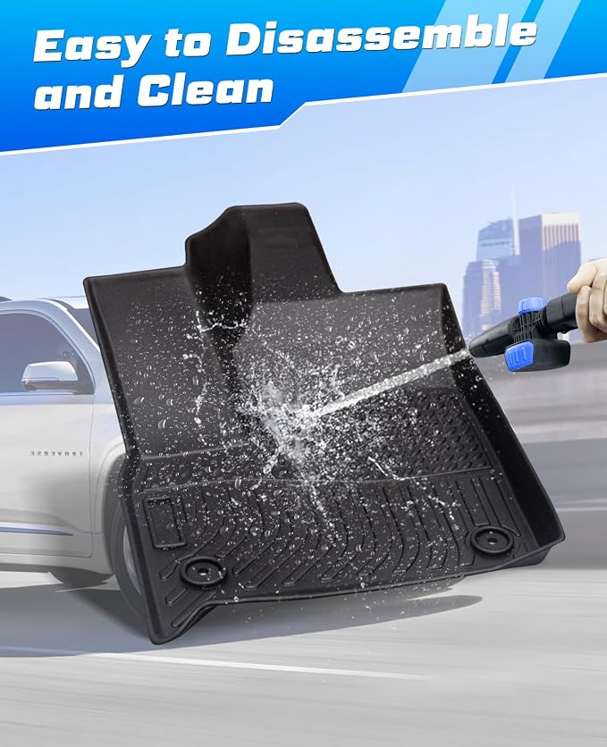 Sunsdrew Floor Mats for 2018-2023 Chevy Traverse Accessories (7 Seats Only) | Also for 2024 Traverse Limited, Front Rear 3 Rows Car Mats, All Weather Protection, TPE Rubber, Raised Edge - Image 7