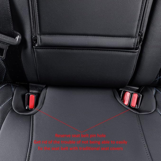 EKR Corolla Seat Covers Custom Fit for Toyota Corolla 2020 2021 2022 2023 2024 2025 2026 SE &2023-2025 XSE &2025 FX,Leather Car Seat Covers Full Set-Faux Leather(Black with Blue Trim) - Image 6