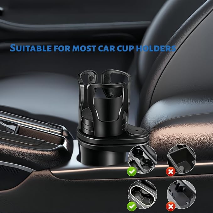 Car Cup Holder Expander,VIVURA 2-in-1 Multifunctional Car Cup Holder, Dual Cup Storage, Compatible with Hydro Flask, Yeti, Nalgene, 32/40 oz Large Bottle Drink Cups - Image 7