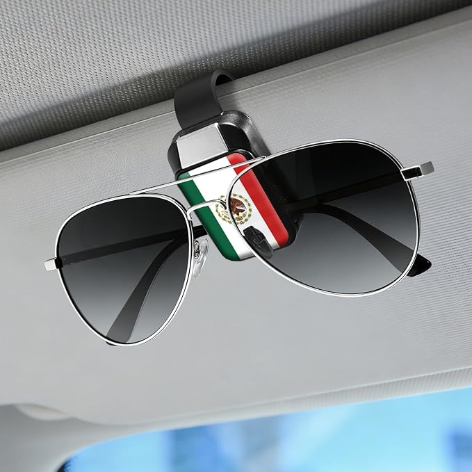 Dsycar 2 Pack Car Sunglasses Holder, Mexican Flag Car Visor Sunglasses Clip | One-Handed-Operation Easy Access Storage for Driving,Car Sun Visor Sunglasses Clip Anti-Scratch Car Sun Visor Accessories - Image 7