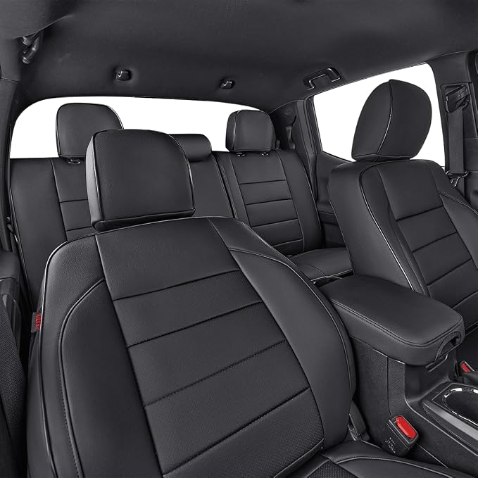 EKR Custom Fit Tacoma Rear Car Seat Covers for Toyota Tacoma 2016 2017 2018 2019 2020 2021 2022 2023 Access Cab - Second Row Only,Faux Leather(Black) - Image 5