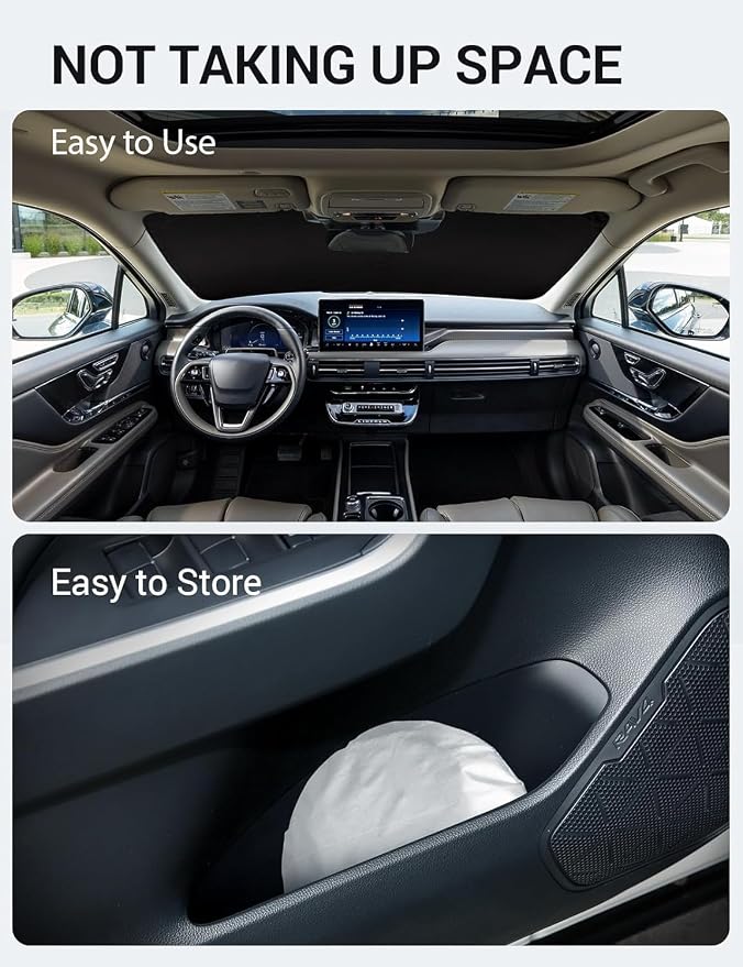 Proadsy Custom Fit Car Windshield Sun Shade for 2020-2026 Lincoln Corsair | 240T Heat Shield, Drops Temp 54°F, Blocks 99% UV, Prevents Dashboard Cracking, Summer Parking & Beach Trips, Easy Twist-Fold - Image 9