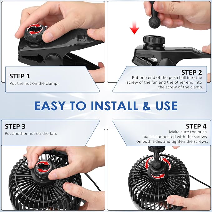 XOOL 12V 6'' Car Fan, Clip Fan 360 Degree Rotatable Car Fan Cooling Air Fan with Stepless Speed Regulation & Cigarette Lighter Plug for SUV, RV, Vehicles - Image 8