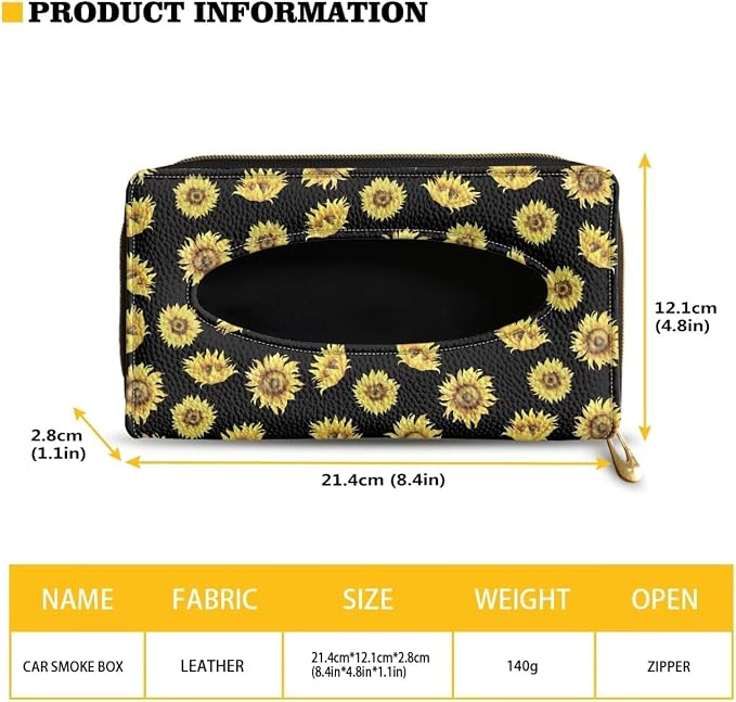Biyejit 2 Pack Car Tissue Holder, Sunflower Pattern Sun Visor Napkin Holder, Car Visor Tissue Holder, PU Leather Backseat Tissue case Holder for car, Vehicle - Image 6