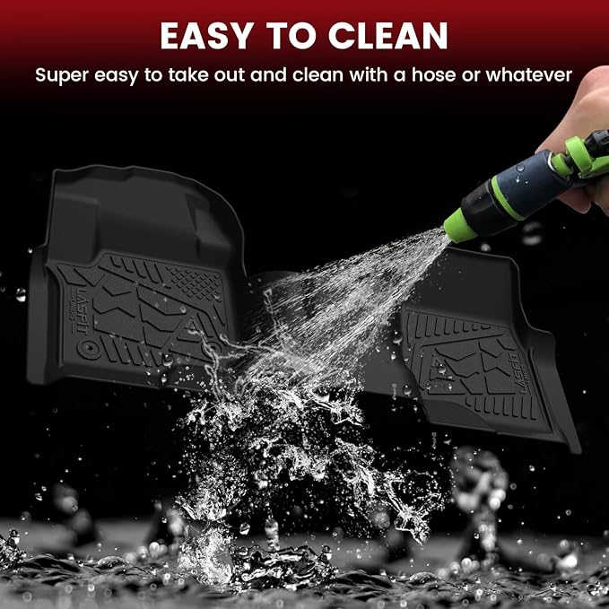 LASFIT Floor Mats Crew F250 2017-2026 Bench Seats 2nd Row Without Storage | Floor Mats for Ford F250 F350 F450 All Weather Only Fit Carpet Floor Super Duty TPE Car Floor Liner, 1st&2nd Row - Image 9