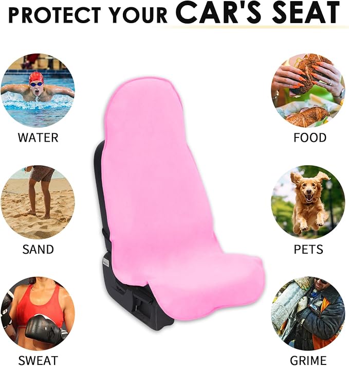 Waterproof 2 Pack Car Seat Cover Universal Fits Car Sweat Towel for Trucks SUV Van Cute Pink Car Seat Protector Sweat Proof Protector Cloth Seats - Image 7