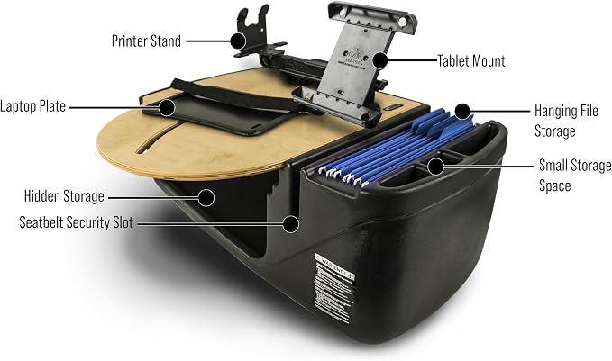 AutoExec AE-RMCD-PS-TAB-11M Roadmaster Car Desk for Your Vehicle Workstation and Mobile Office, Natural with Printer Stand and Tablet Mount | Vehicle Workstation, Mobile Office, Printer Stand, Tablet Mount - Image 3