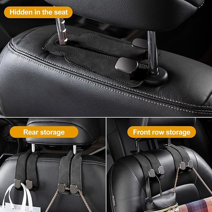 Car Purse Hook Purse Hook for Car Seats Headrest Car Seat Hooks,Heavy Duty Vehicle Organizer for Handbags, Groceries, Purses, Keep Car Tidy (Black, 2 Pack) - Image 7