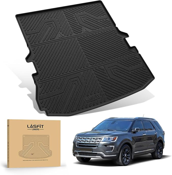 LASFIT Cargo Mat for Ford Explorer 2011-2014 & 2015-2019 Trunk Liner | Custom Fit All Weather Protector TPE One-Piece Design Easy Installation Easy Clean Trunk Mat Accessories, 1pc Black - Image 8