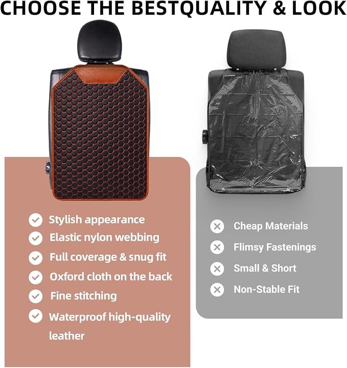 Car Seat Back Protector, Waterproof Faux Leather Kick Mat, Red, 1 Pack | Wide-Coverage Protection with an Easy-Clean Faux Leather Surface - Image 9