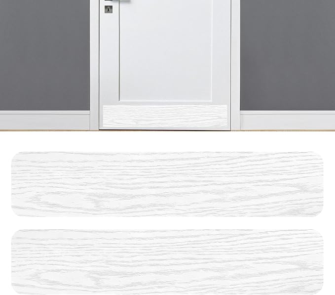 Dog Door Protector from Scratching, Steel Guard, White Oak Woodgrain 6"x30" | Prevents Claw Marks & Scuffs, Smooth Rounded Corners, Self-Adhesive Install, Anti-Scratch Kick Plate, 2 Pcs - Image 7