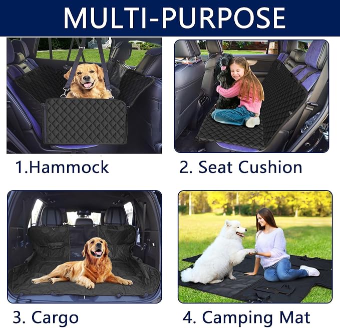 fidozen Dog Car Seat Cover, Waterproof Pet Hammock, Extra Large, Black, SUV | Waterproof breathable hammock protects seats from dirt and scratches; machine washable with storage pocket & extra-large fit. - Image 8