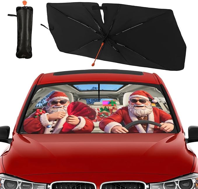 Socira Christmas Car Windshield Sunshade Umbrella Foldable Visor Umbrella | Sun Shade Cover Sunshade Front Window Cover Car Accessories Blocks Uv Rays (57" X 30") - Image 9