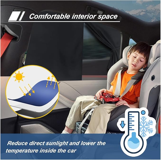ZIMISI Car Window Shades, Magnetic Double Layer Window Screen for Baby Protection, UV Protection Privacy Blackout/Half Shade Car Window Covers, Auto Sun Shade Curtains Accessories (Black) - Image 6