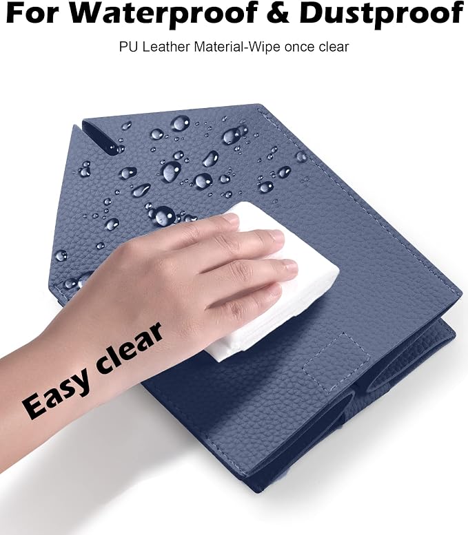 Tissue Box Cover for PU Leather, Modern Simple Solid Color Holder Square Tissue Bag, Ideal for Bathrooms,Office,Car,Outdoor Tent,Dining Table,5"X5"X5", Single Navy Blue - Image 6