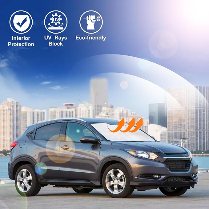 Windshield Sun Shade for 2016-2022 Honda HRV HR-V Accessories | Full covered, Foldable & Durable, Block UV Rays, Reduce Heat, Easy to install, Keep Car Cooler - Image 6