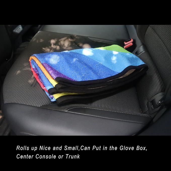 Car Seat Cover Protector Front Seats,for Gym Workout,Running,Swimming,Beach and Hiking,Waterproof Sweat Towel Bucket Seat Covers for Cars SUV Trucks (Rainbow, 2Pcs) - Image 7