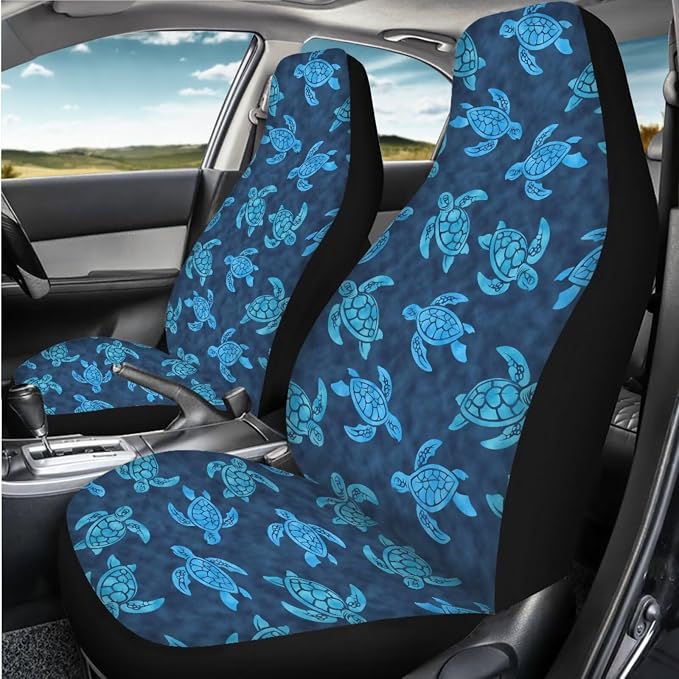 Car Seat Covers Full Set of 2, Blue Sea Turtle Cloth Seat for Auto Front Seats, Breathable Bucket Seat Covers for Cars Car Accessories for Sedan Truck SUV - Image 6