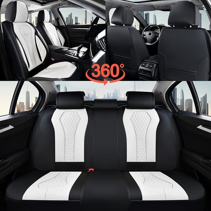 Coverado Seat Covers 2 Pack, Car Seat Covers Front Seats, White Car Seat Cover, Waterproof Car Seat Covers, Car Seat Cushion, Front Leather Seat Protector Fit for Most Cars - Image 7
