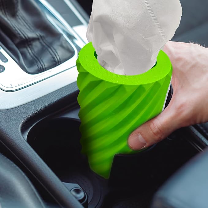 Car Tissue Holder, Refillable Round Cylinder with 3 Tissue Packs, Universal Fit for Vehicle Cup Holder, Home & Office, Car Accessories Interior (Green) - Image 9