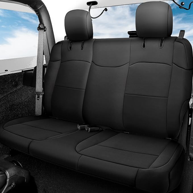 GIANT PANDA Neoprene Seat Covers for Jeep Wrangler JL 2-Door (2018-2026), Neoprene Waterproof Seat Covers, Foam Padded for Full Set, Front & Rear Seat Covers (Black) - Image 8