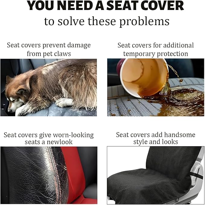 2PCS Car Towel Seat Cover, Waterproof Non-Slip Automotive Towel Protective Cover, Sweat-Proof Machine Washable Removable Carseat Vehicle Front Seat Mat Protector, Universal Fit (Black) - Image 6