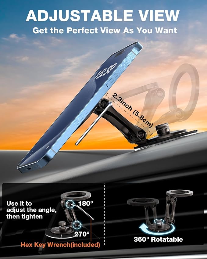 Smolink for MagSafe Phone Mount for Tesla Screen and Dashboard | All-Metal Magnetic Phone Holder with Foldable Hidden Design for Tesla 3/Y/S/X and MagSafe iPhone 17/16/15/14 Pro Max, Black - Image 7