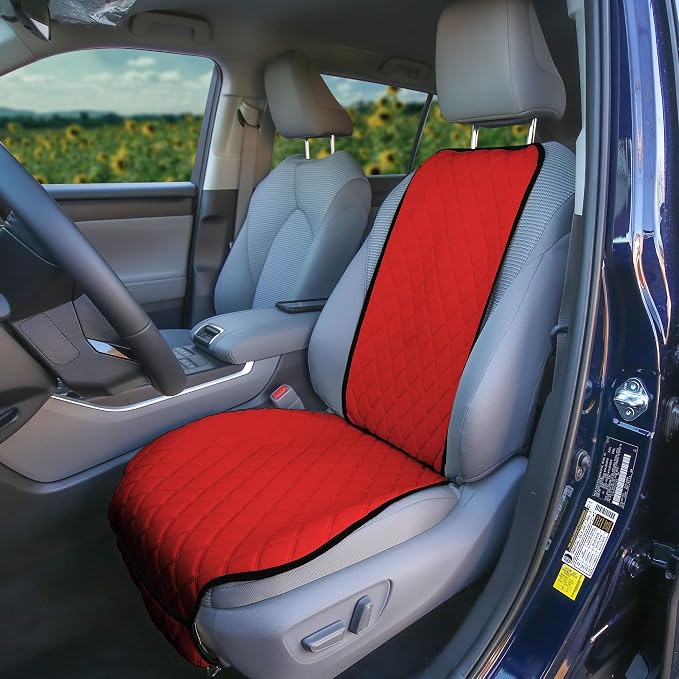FH Group Car Seat Cushion – Neosupreme Single Front Seat Cover with Front Pockets, Airbag Compatible, Universal Fit Car Seat Cushion for Driver or Passenger Seat, SUV, Truck, Sedan & Van – Red - Image 7