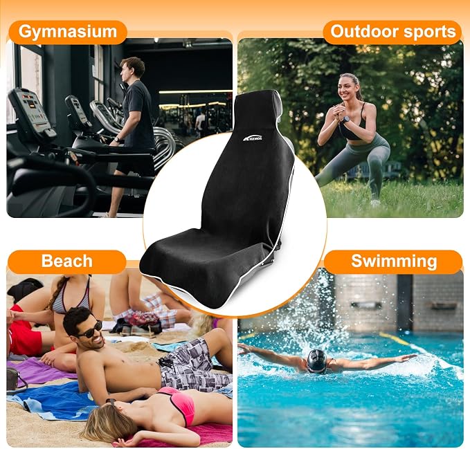 2 Pack Towel Car Seat Covers, Waterproof Washable Front Seat Protectors with Soft Terry Cloth, Non-Slip Backing, Universal Fit for Cars SUVs Trucks,Gym,Beach,Pets, Kids,Road Trips (Black) - Image 8