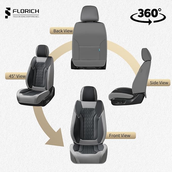 Seat Covers, Car Seat Covers Front Seats, Luxury Nappa Leather Seat Covers, Breathable and Waterproof Car Seat Protector 2 Seat, Automotive Seat Covers Universal for Most Cars-Gray&Black - Image 7