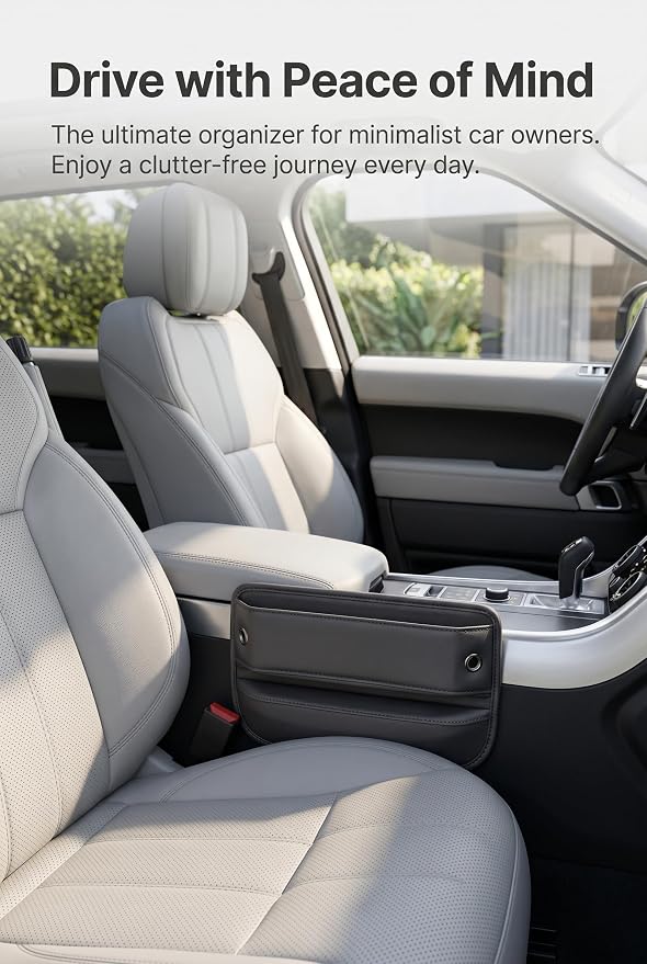2 Pack Car Seat Gap Filler, Leather Car Organizer, Waterproof Front Seat Gap Filler for Car, Auto Console Side Storage Box, Car Accessories Interior for Men Women (Black) - Image 7