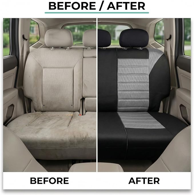 FH Group Car Seat Cover for Back Seat Premium 3D Air Mesh Gray Seat Cover Universal Fit Rear Seat Cover Split Bench Car Seat Protector for Dogs and Kids, Car Interior Accessories for SUV Sedan Van - Image 7