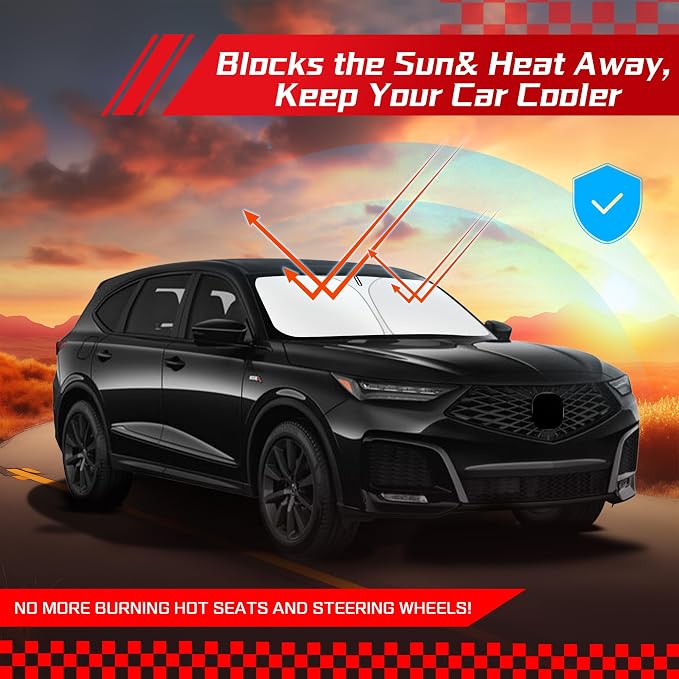 ARISMOTOR Windshield Sun Shade for Acura MDX 2021-2026 | Custom Fit, Foldable Front Window, Block UV Rays, Keep Car Cooler - Image 7