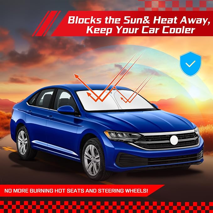 ARISMOTOR Windshield Sun Shade for Volkswagen VW Jetta 2019-2025 2026 | Custom Fit, Foldable, Front Window Sunshade Sun Visor Protector, Block UV Rays, Keep Car Cooler - Image 7