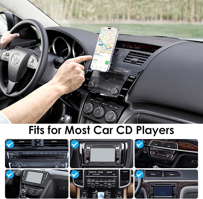 EEEKit Magnetic CD Slot Phone Mount, 20 Strong Magnets CD Player Holder | Pop Grip Ring Compatible with Magsafe Cases and All Smartphones - Triangular Base Reduces Wobble - 360 Degree Adjustable View - Image 8