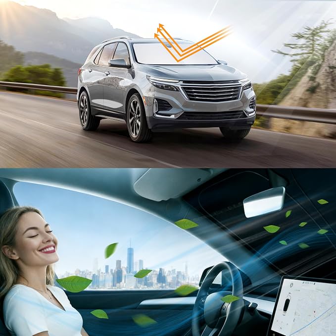 Windshield Sun Shade for 2018 2019 2020-2026 Chevy Equinox | Foldable, Full covered for windshield, Block UV Rays, Heat Reduction, Easy to install, Keeps Car Cooler - Image 6
