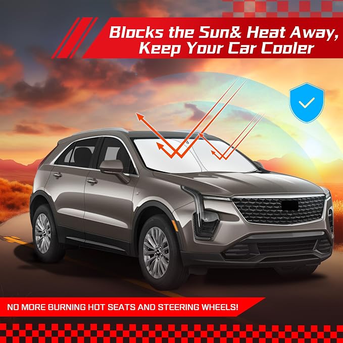 ARISMOTOR Windshield Sun Shade for Cadillac XT4 2019-2026 | Custom Fit, Foldable, Front Window Sunshade Sun Visor Protector, Block UV Rays, Keep Car Cooler - Image 7